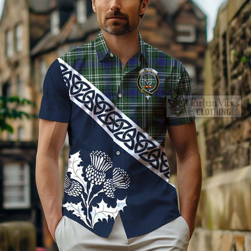 Blyth Tartan Hawaiian Shirt Featuring Thistle and Scotland Map - Tartan Vibes Clothing