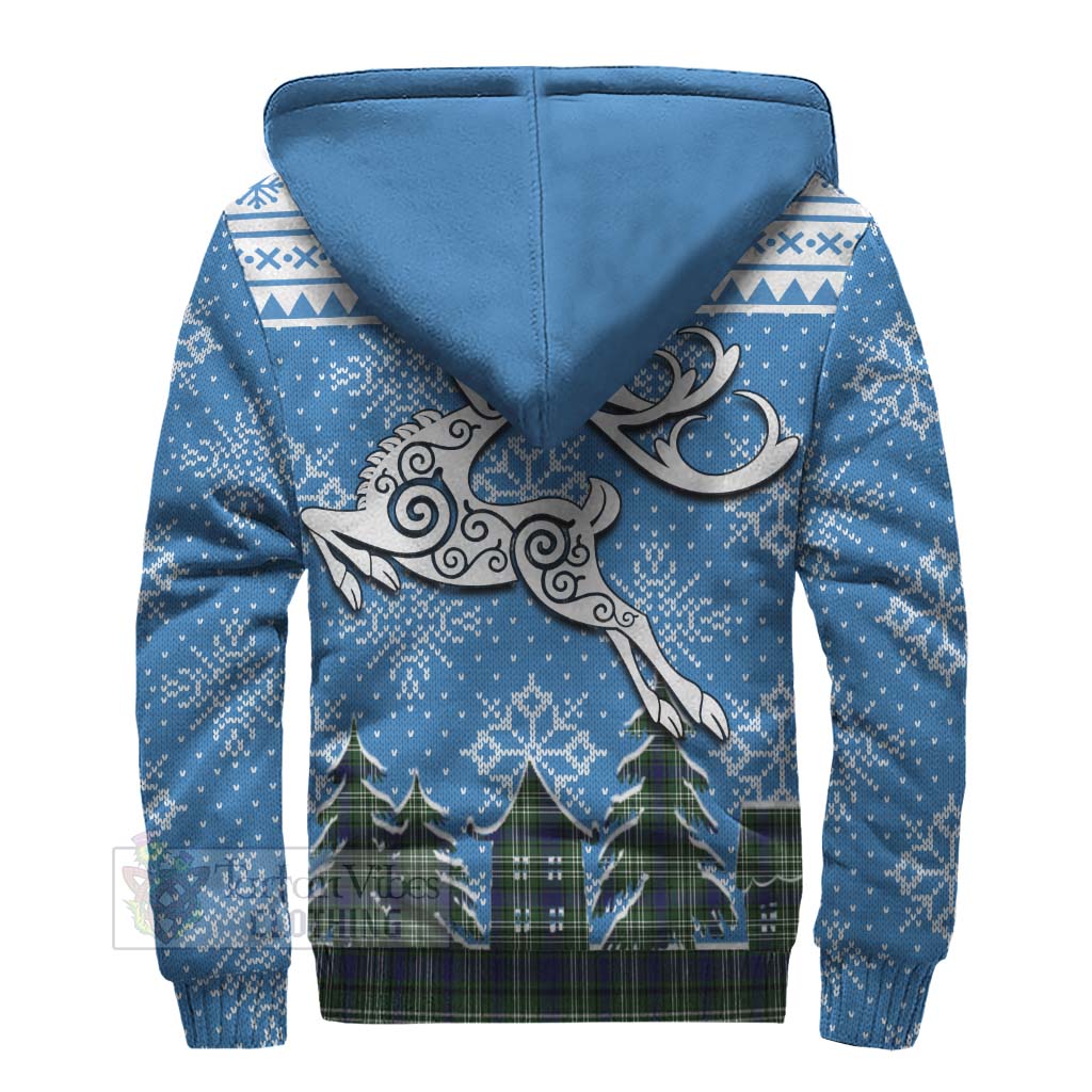 Blyth Clan Christmas Sherpa Hoodie Celtic Reindeer Style - Tartan Vibes Clothing