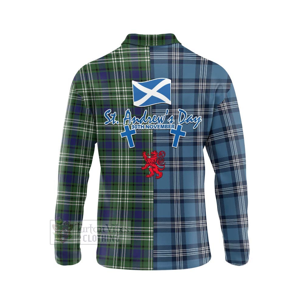 Blyth Tartan Long Sleeve Polo Shirt Happy St. Andrew's Day Half Tartan Style - Tartan Vibes Clothing