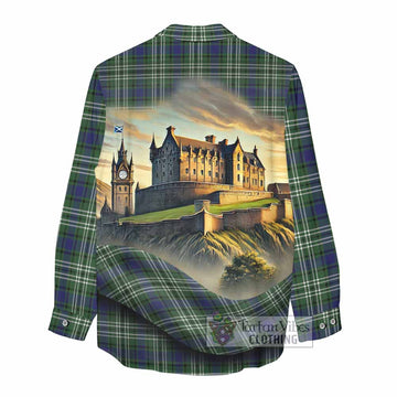 Blyth Tartan Family Crest Women's Casual Shirt with Scottish Ancient Castle Style - Tartan Vibes Clothing
