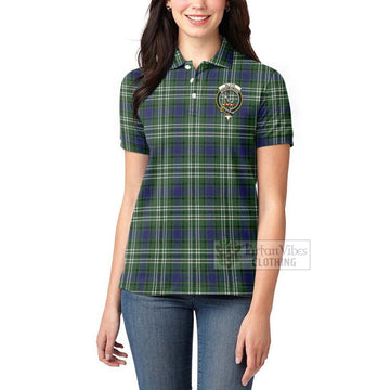 Tartan Vibes Clothing Blyth Tartan Women's Polo Shirt with Family Crest and Bearded Skull Holding Bottles of Whiskey