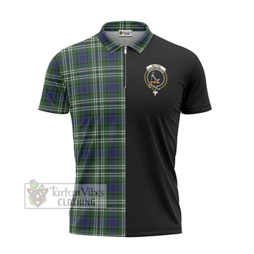 Blyth Tartan Zipper Polo Shirt with Family Crest and Half Of Me Style - Tartan Vibes Clothing