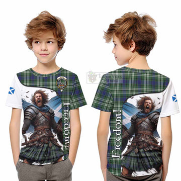 Tartan Vibes Clothing Blyth Crest Tartan Kid T-Shirt Inspired by the Freedom of Scottish Warrior