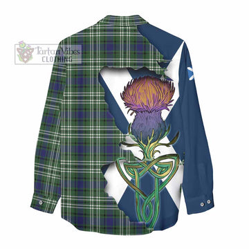 Tartan Vibes Clothing Blyth Tartan Family Crest Women's Casual Shirt Scottish Thistle Celtic Inspired