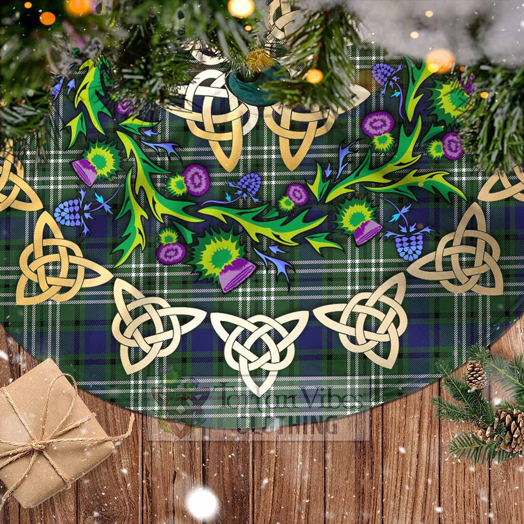 Tartan Vibes Clothing Blyth Tartan Christmas Tree Skirt with Thistle Celtic Knot Style