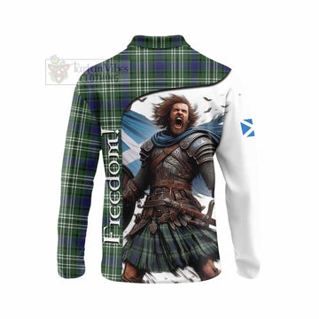 Blyth Crest Tartan Long Sleeve Polo Shirt Inspired by the Freedom of Scottish Warrior - Tartan Vibes Clothing