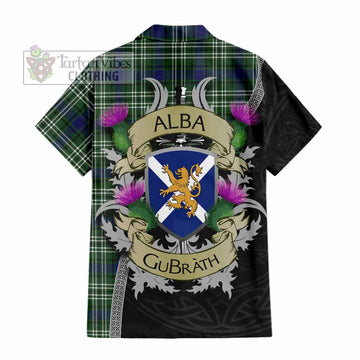 Tartan Vibes Clothing Blyth Tartan Family Crest Short Sleeve Button Shirt Lion Rampant Royal Thistle Shield Celtic Inspired