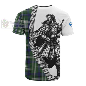 Blyth Tartan Clan Crest Cotton T-shirt with Highlander Warrior Celtic Style - Tartan Vibes Clothing