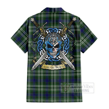 Blyth Tartan Hawaiian Shirt with Family Crest Celtic Skull Style - Tartan Vibes Clothing