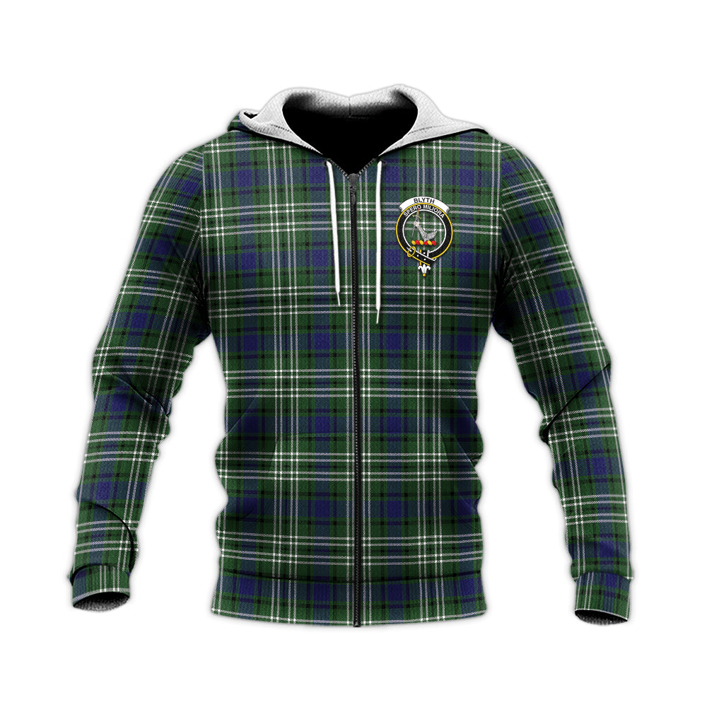 Blyth Tartan Knitted Hoodie with Family Crest Unisex Knitted Zip Hoodie - Tartan Vibes Clothing