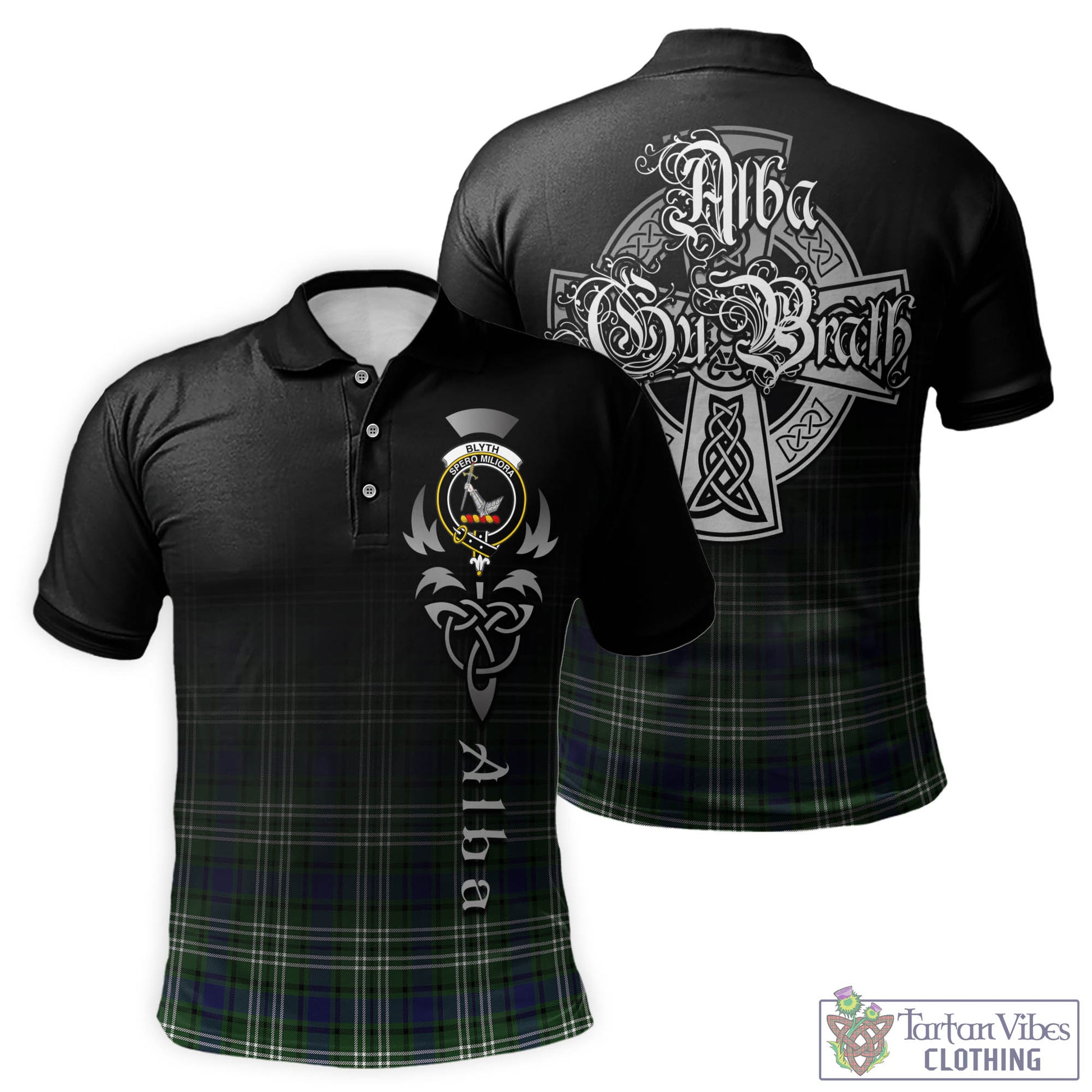 Tartan Vibes Clothing Blyth Tartan Polo Shirt Featuring Alba Gu Brath Family Crest Celtic Inspired