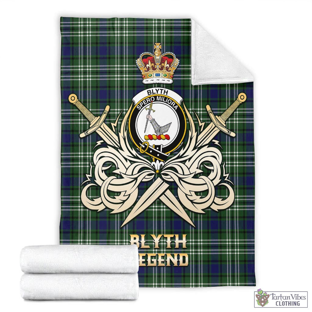 Blyth Tartan Blanket with Clan Crest and the Golden Sword of Courageous Legacy - Tartan Vibes Clothing