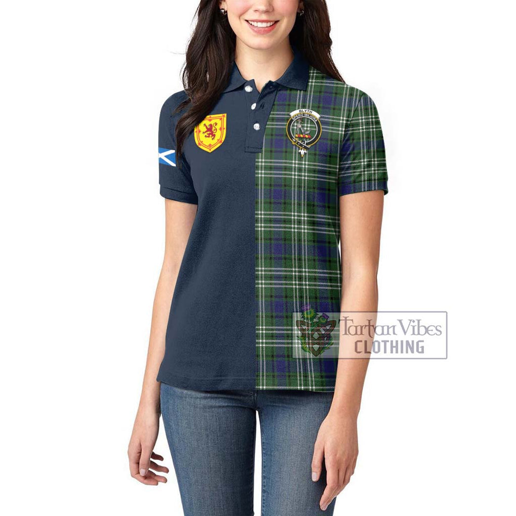 Tartan Vibes Clothing Blyth Tartan Women's Polo Shirt with Scottish Lion Royal Arm Half Style