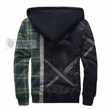 Blyth Tartan Sherpa Hoodie with Family Crest Cross Sword Thistle Celtic Vibes - Tartan Vibes Clothing