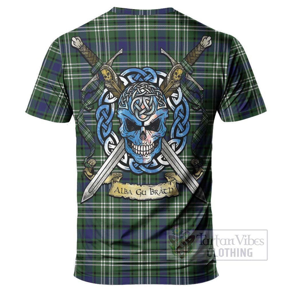 Blyth Tartan T-Shirt with Family Crest Celtic Skull Style - Tartan Vibes Clothing