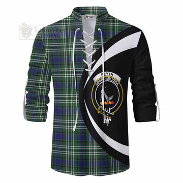 Blyth Tartan Ghillie Kilt Shirt with Family Crest Circle Style - Tartan Vibes Clothing