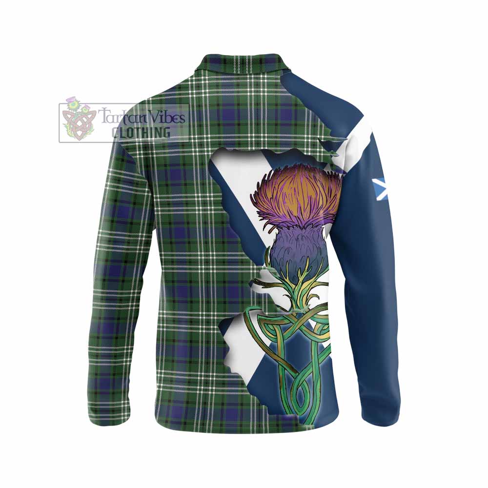 Tartan Vibes Clothing Blyth Tartan Family Crest Long Sleeve Polo Shirt Scottish Thistle Celtic Inspired