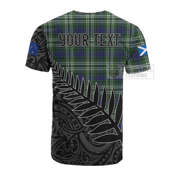Tartan Vibes Clothing Blyth Crest Tartan Cotton T-shirt with New Zealand Silver Fern Half Style