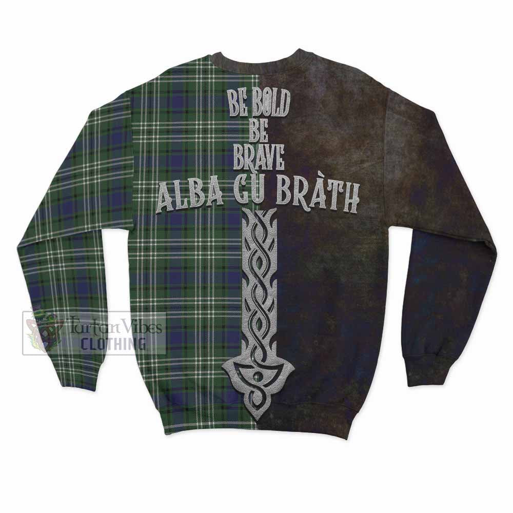 Tartan Vibes Clothing Blyth Tartan Family Crest Sweatshirt Alba Gu Brath Be Brave Lion Ancient Style
