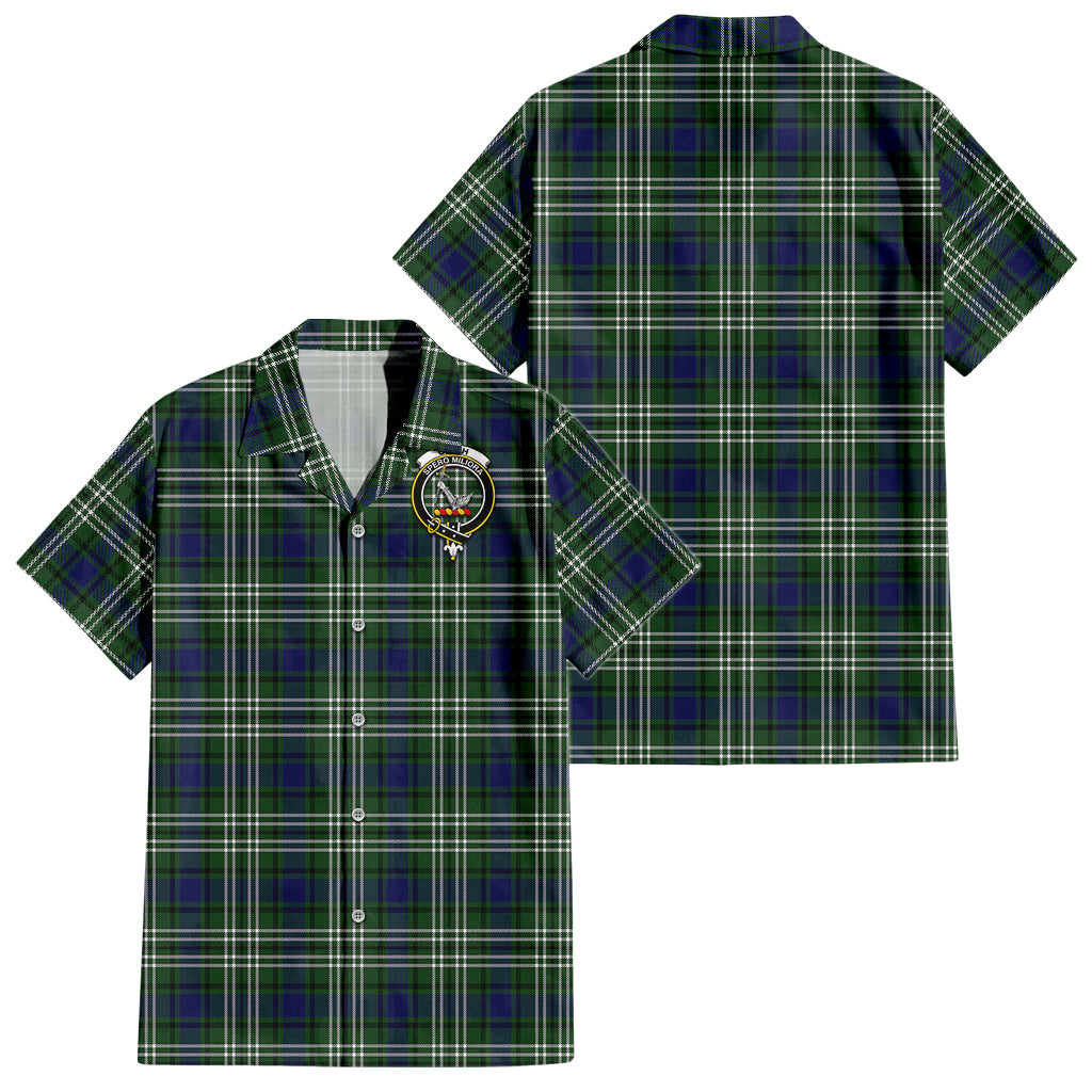Blyth Tartan Short Sleeve Button Down Shirt with Family Crest - Tartanvibesclothing