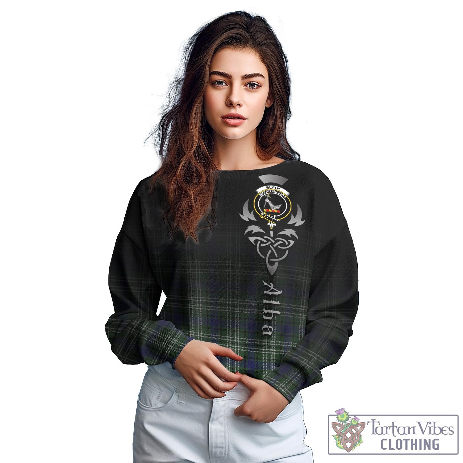 Tartan Vibes Clothing Blyth Tartan Sweatshirt Featuring Alba Gu Brath Family Crest Celtic Inspired