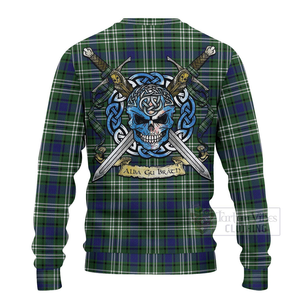 Blyth Tartan Ugly Sweater with Family Crest Celtic Skull Style - Tartan Vibes Clothing