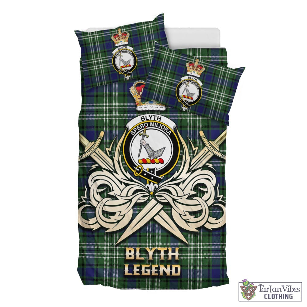 Tartan Vibes Clothing Blyth Tartan Bedding Set with Clan Crest and the Golden Sword of Courageous Legacy