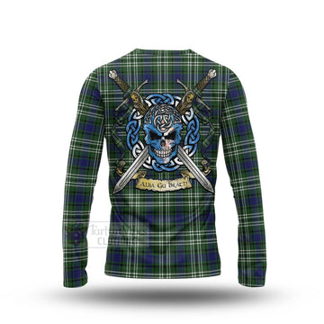 Blyth Tartan Long Sleeve T-Shirt with Family Crest Celtic Skull Style - Tartan Vibes Clothing