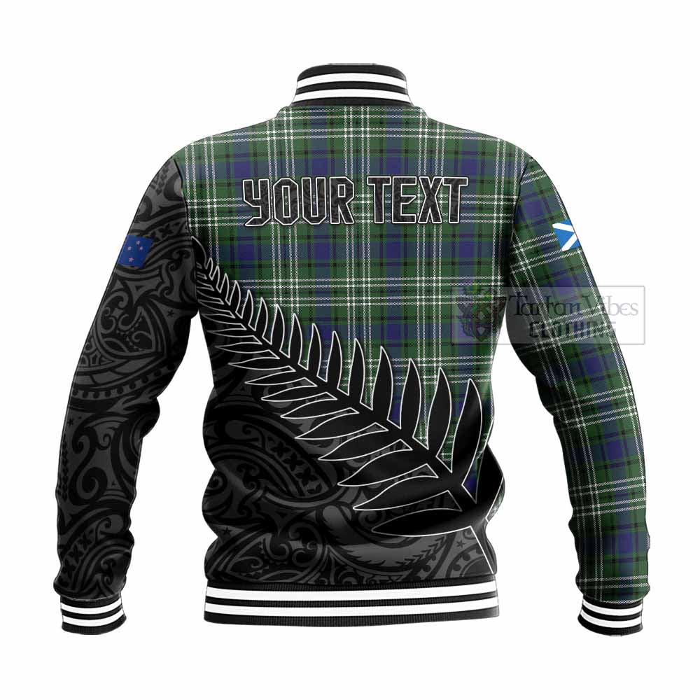 Blyth Crest Tartan Baseball Jacket with New Zealand Silver Fern Half Style - Tartan Vibes Clothing