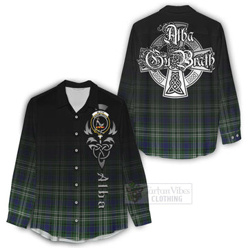 Blyth Tartan Women's Casual Shirt Featuring Alba Gu Brath Family Crest Celtic Inspired - Tartan Vibes Clothing