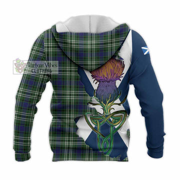 Tartan Vibes Clothing Blyth Tartan Family Crest Knitted Hoodie Scottish Thistle Celtic Inspired