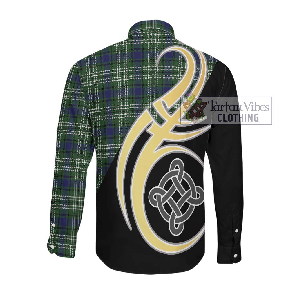 Blyth Tartan Long Sleeve Button Shirt with Family Crest and Celtic Symbol Style Men's Shirt - Tartan Vibes Clothing