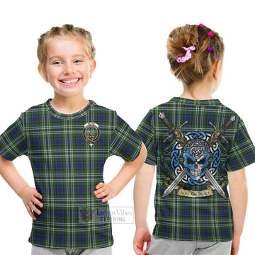 Blyth Tartan Kid T-Shirt with Family Crest Celtic Skull Style - Tartan Vibes Clothing