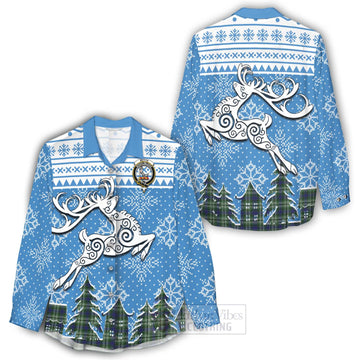 Blyth Clan Christmas Women's Casual Shirt Celtic Reindeer Style - Tartan Vibes Clothing
