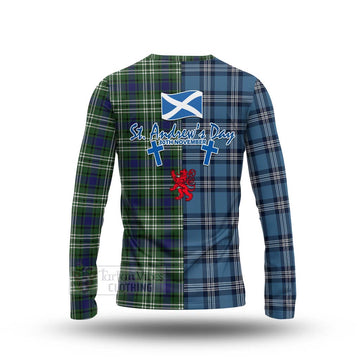 Tartan Vibes Clothing Blyth Tartan Long Sleeve T-Shirt Happy St. Andrew's Day Half Tartan Style