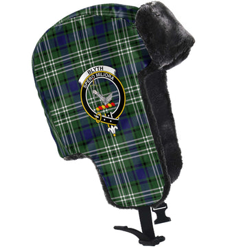 Blyth Tartan Winter Trapper Hat with Family Crest - Tartanvibesclothing