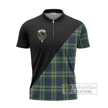 Blyth Tartan Zipper Polo Shirt with Family Crest and Military Logo Style - Tartan Vibes Clothing