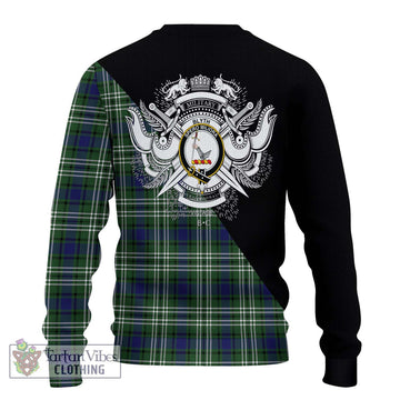 Blyth Tartan Ugly Sweater with Family Crest and Military Logo Style - Tartan Vibes Clothing