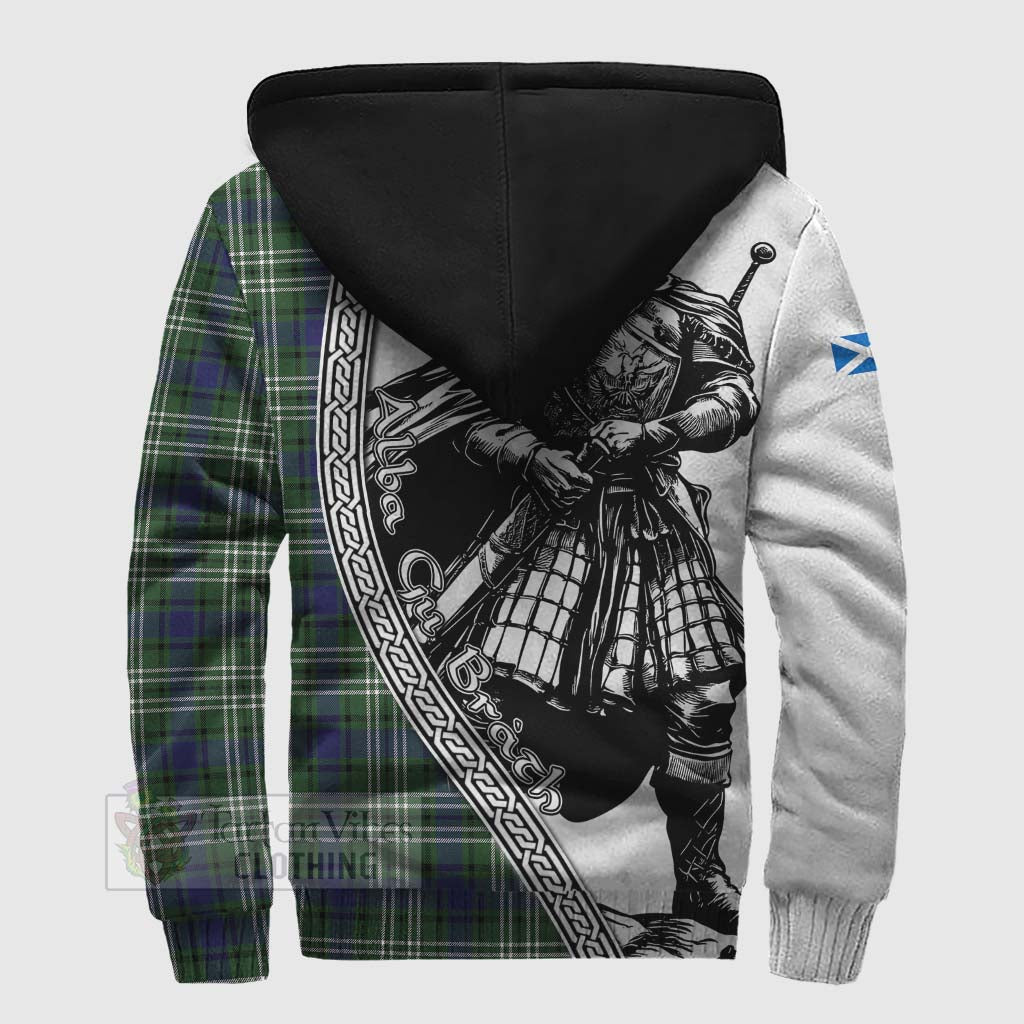 Blyth Tartan Clan Crest Sherpa Hoodie with Highlander Warrior Celtic Style - Tartan Vibes Clothing