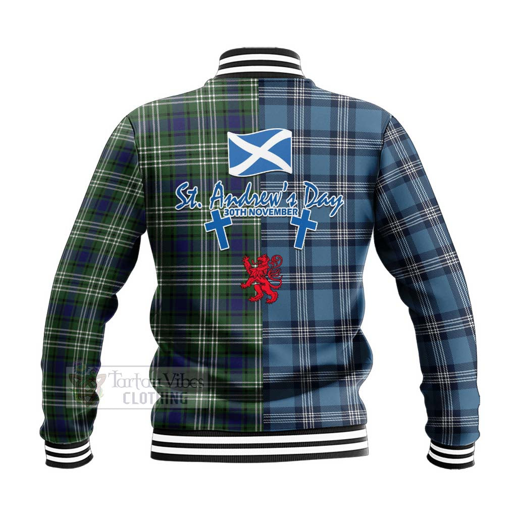 Blyth Tartan Baseball Jacket Happy St. Andrew's Day Half Tartan Style - Tartan Vibes Clothing