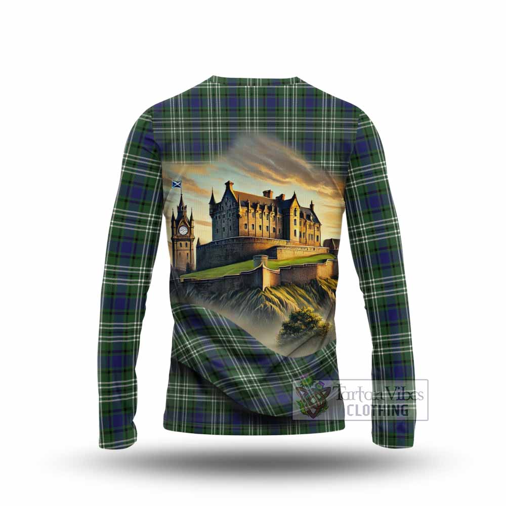 Tartan Vibes Clothing Blyth Tartan Family Crest Long Sleeve T-Shirt with Scottish Ancient Castle Style