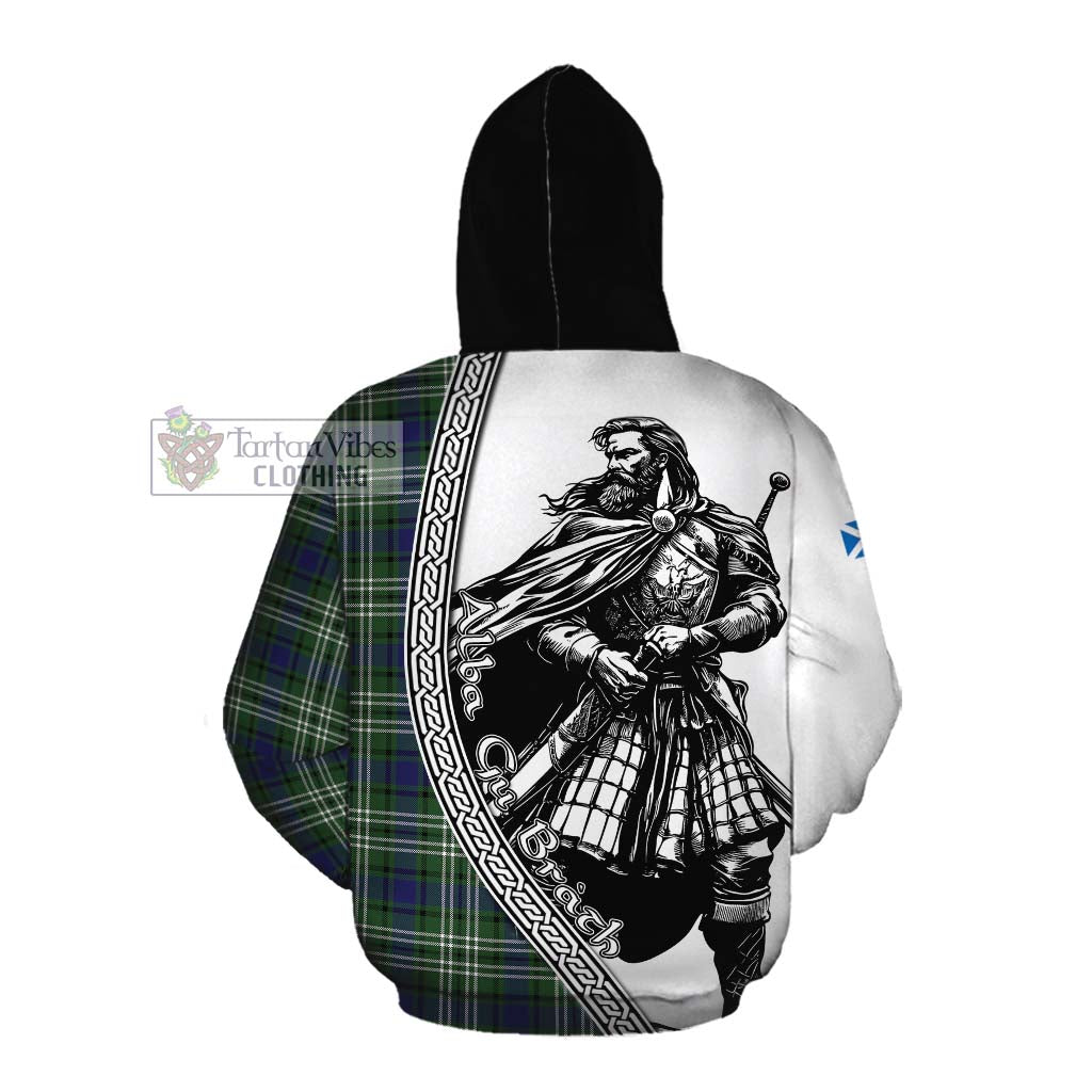 Blyth Tartan Clan Crest Cotton Hoodie with Highlander Warrior Celtic Style Pullover Hoodie - Tartan Vibes Clothing
