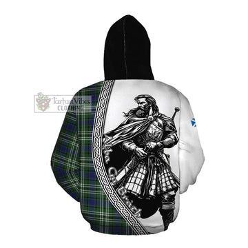 Blyth Tartan Clan Crest Cotton Hoodie with Highlander Warrior Celtic Style Pullover Hoodie - Tartan Vibes Clothing