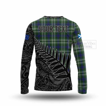 Tartan Vibes Clothing Blyth Crest Tartan Long Sleeve T-Shirt with New Zealand Silver Fern Half Style