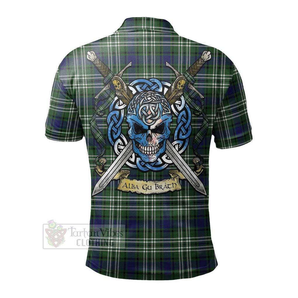 Blyth Tartan Polo Shirt with Family Crest Celtic Skull Style - Tartan Vibes Clothing