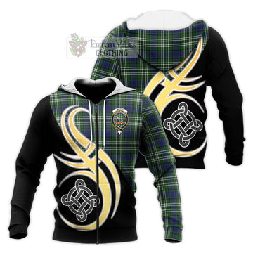 Blyth Tartan Knitted Hoodie with Family Crest and Celtic Symbol Style Unisex Knitted Zip Hoodie - Tartan Vibes Clothing