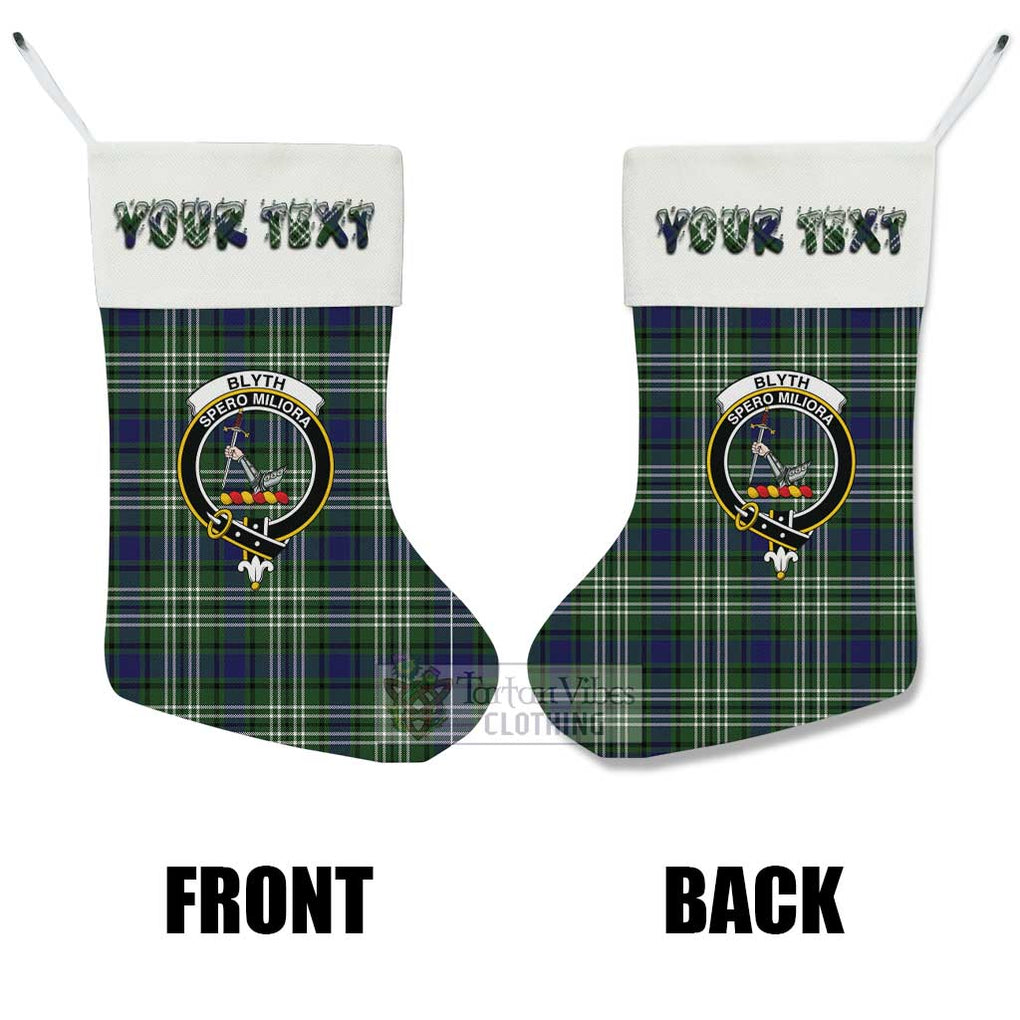 Tartan Vibes Clothing Blyth Tartan Family Crest Christmas Stocking with Personalized Text