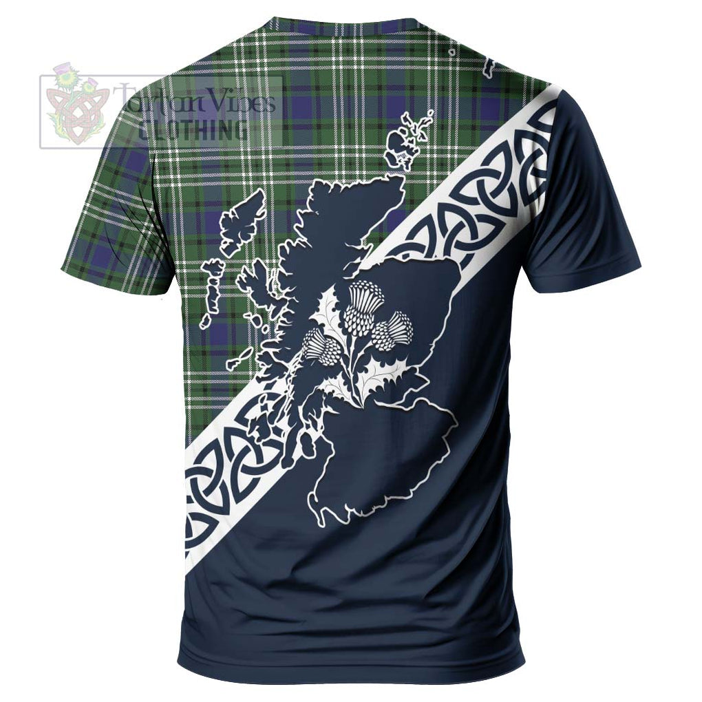 Blyth Tartan T-Shirt Featuring Thistle and Scotland Map - Tartanvibesclothing Store