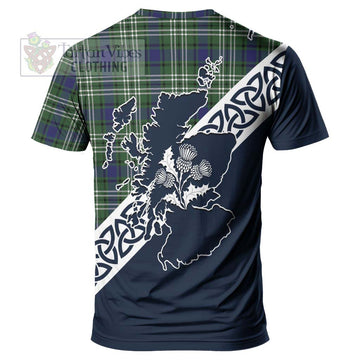 Blyth Tartan T-Shirt Featuring Thistle and Scotland Map - Tartanvibesclothing Store