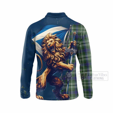 Blyth Tartan Family Crest Long Sleeve Polo Shirt with Scottish Majestic Lion - Tartan Vibes Clothing
